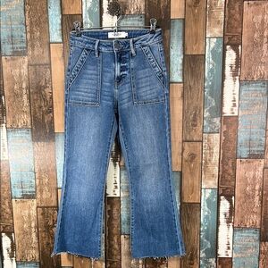 Hidden Los Angeles 24 Wide Leg cropped Jeans in Denim Blue